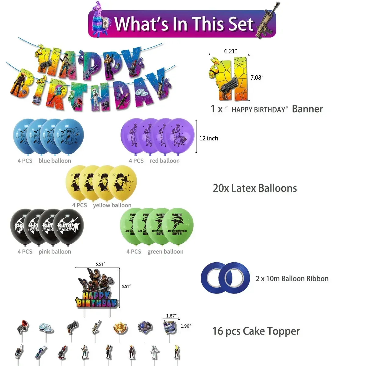 Hot Game Fortnite Theme DIY Ba - огляд і ціна Party Games Adult Birthday